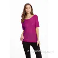 Polo a manica corta in cotone spandex da donna